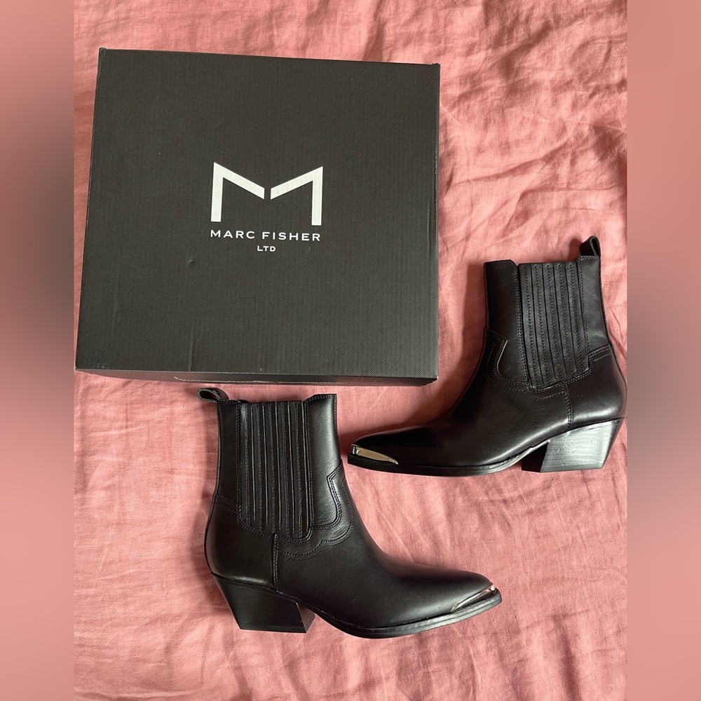 Marc Fisher Black Western Ankle Boots
